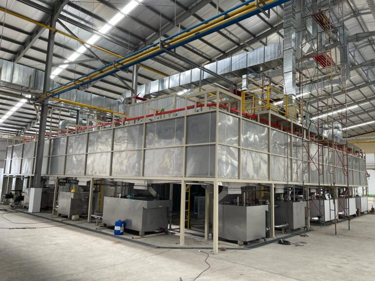 Painting line with overhead conveyor built by Ovindo