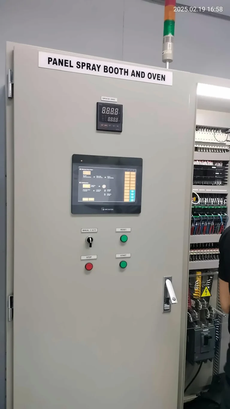 Spray booth and oven control panel with touchscreen