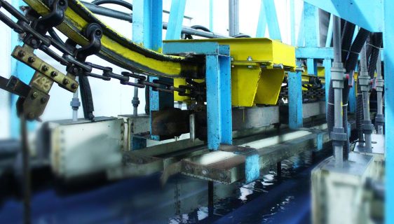 ED coating line with overhead conveyor